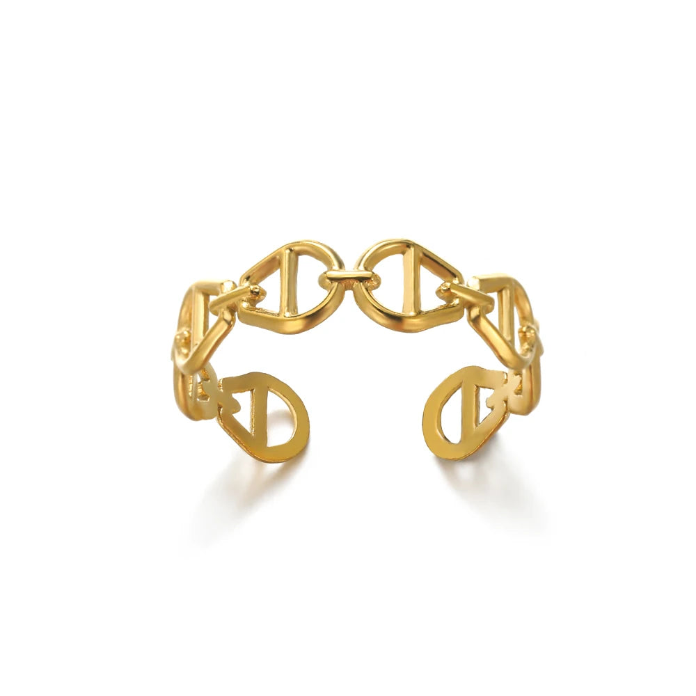 Gold Stainless Steel Classic Women's Ring