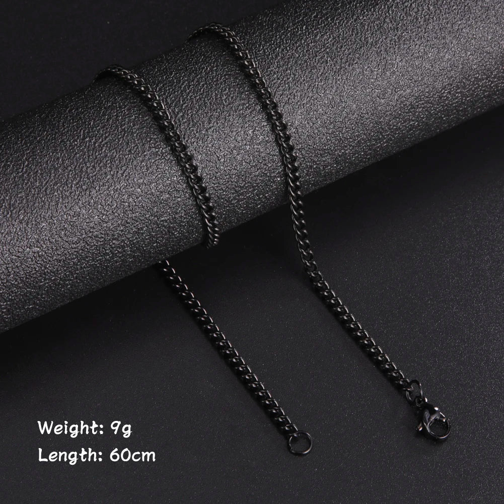 Skyrim 60cm Black Gold Stainless Box Chain