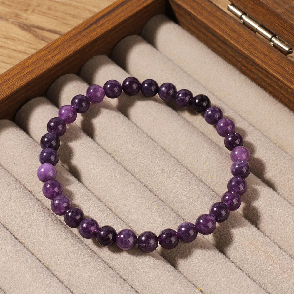 Natural Amethyst Beaded Bracelet Unisex