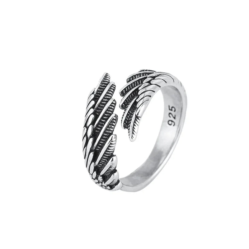 925 Sterling Silver Angel Wing Adjustable Ring