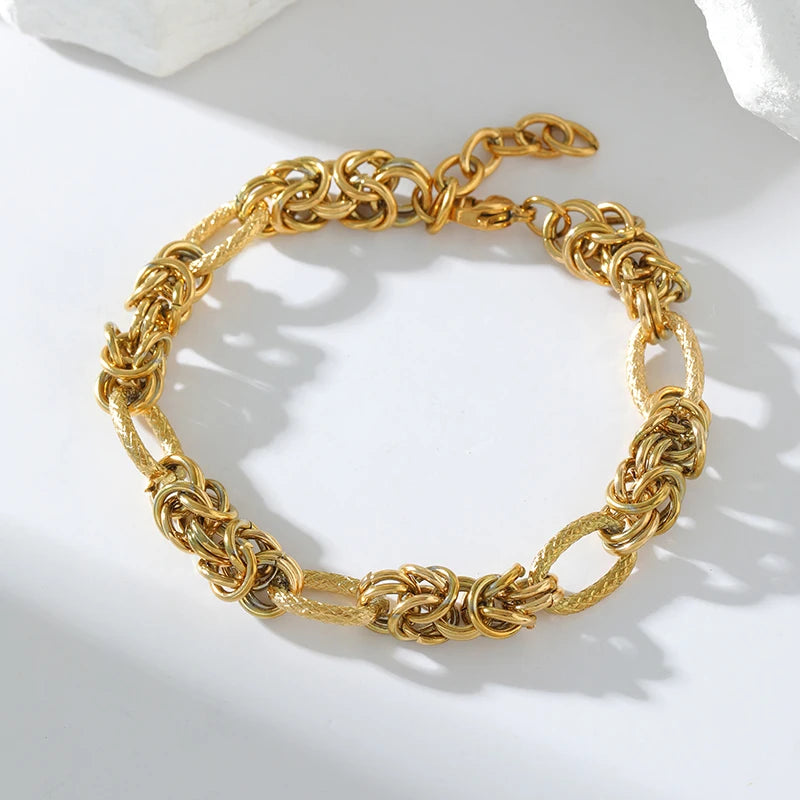 18K Gold-Plated Twisted Stainless Steel Bracelet