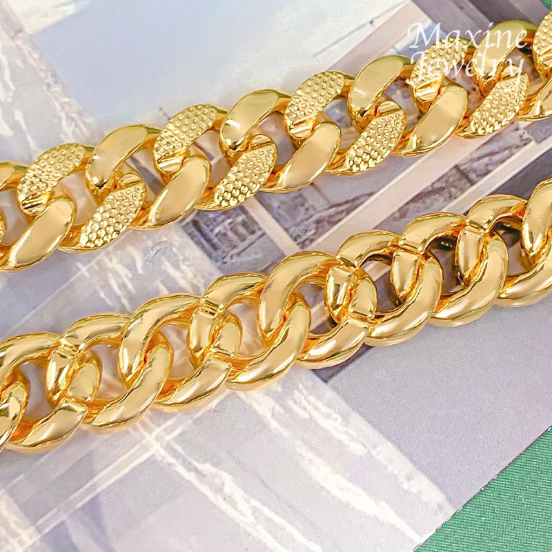Gold Plated Hip Hop Chain Necklace & Bracelet Set