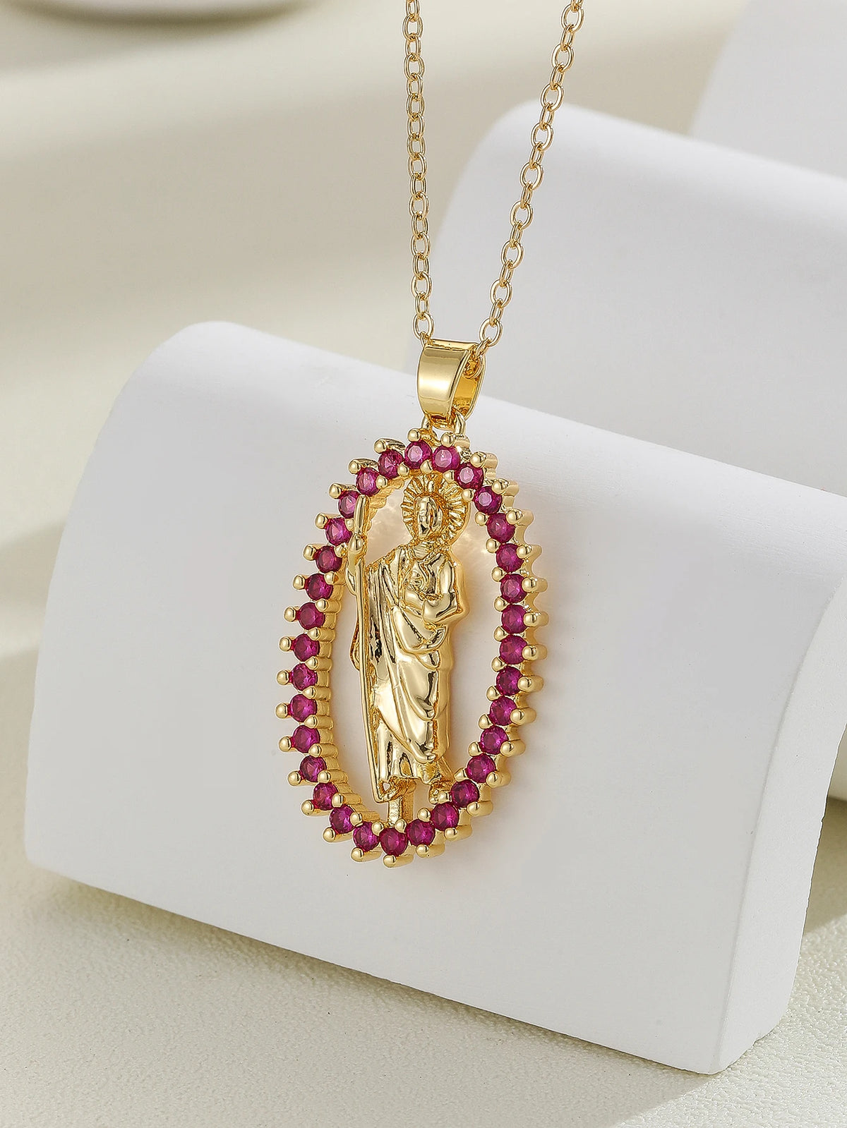 Gold Plated Multicolor CZ Pendant Necklace