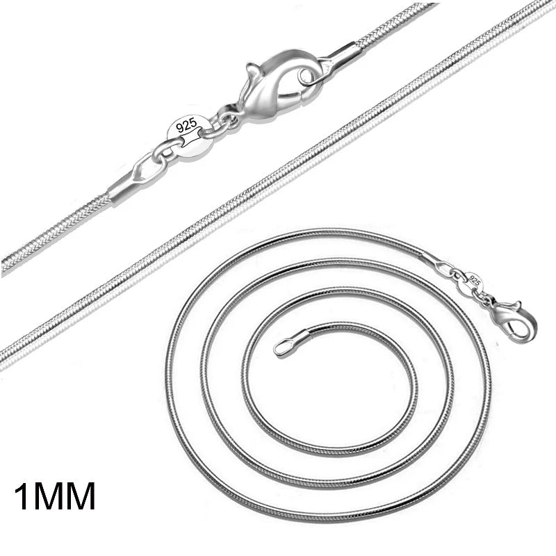 10Pcs Silver Plated 1mm Snake Chain Necklaces