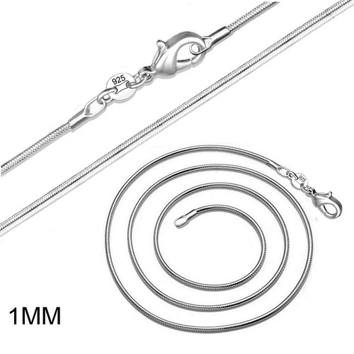 10Pcs Silver Plated 1mm Snake Chain Necklaces