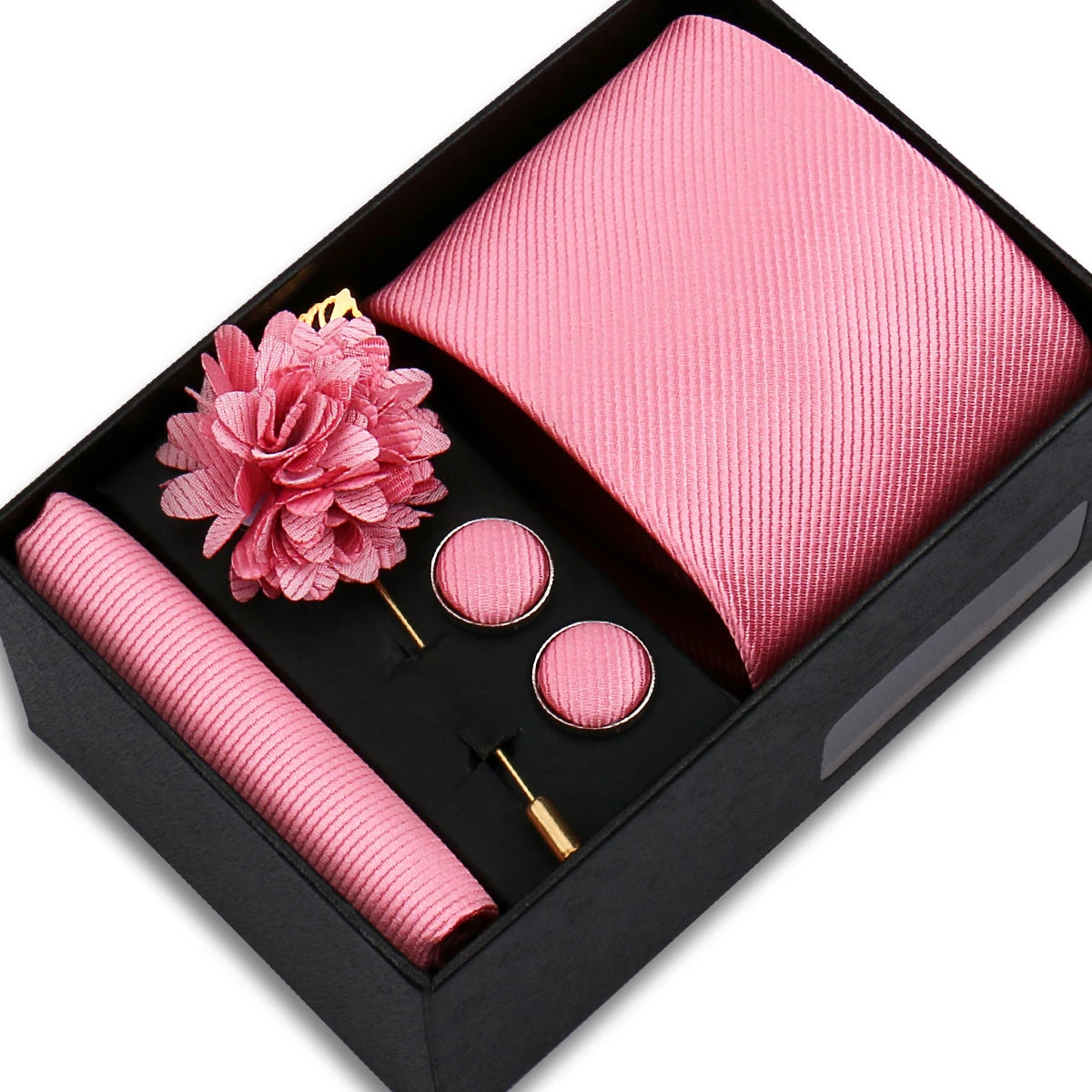 Men’s Solid Color Tie & Accessories Set