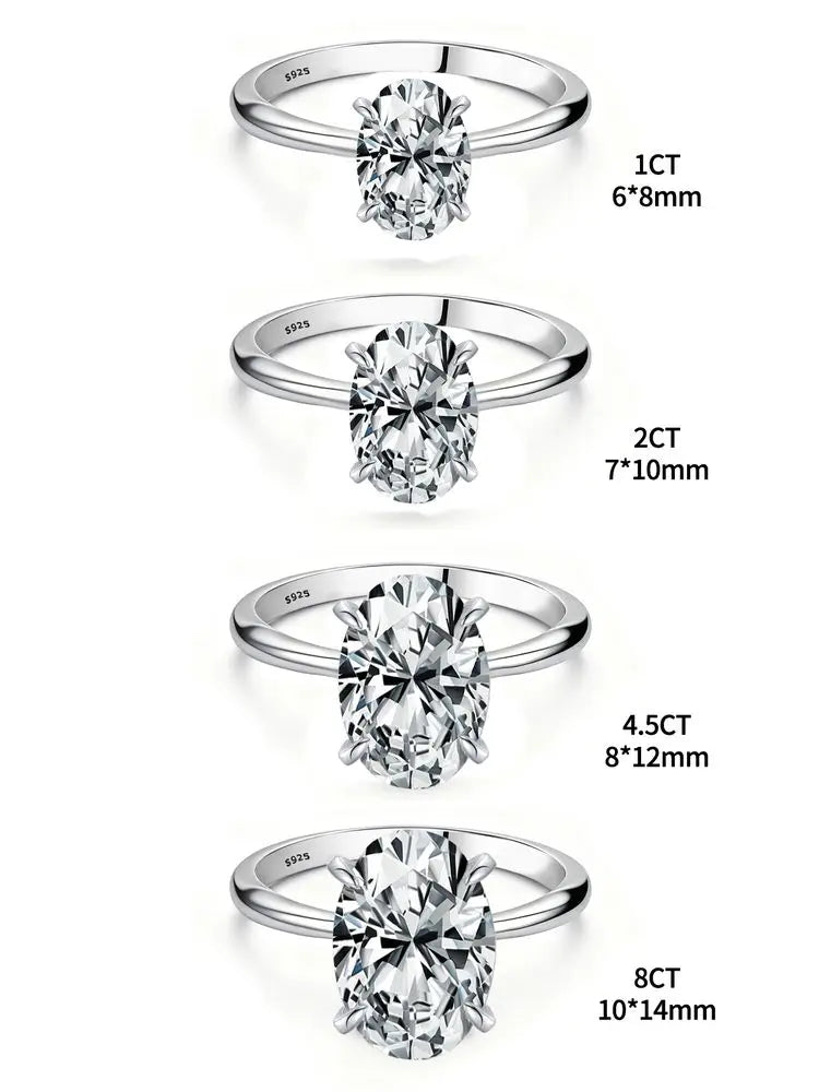 925 Sterling Silver Oval Zircon Engagement Ring