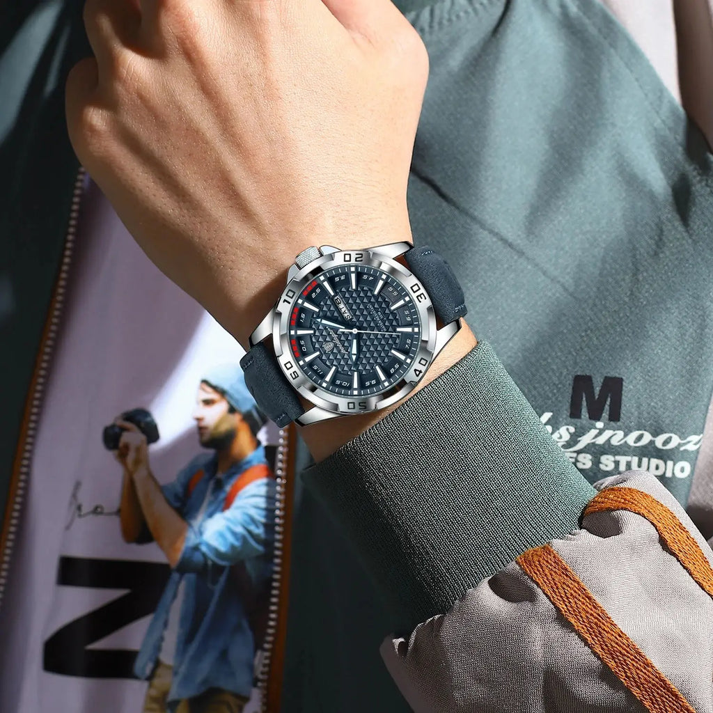 POEDAGAR Luxury Men’s Leather Sport Watch