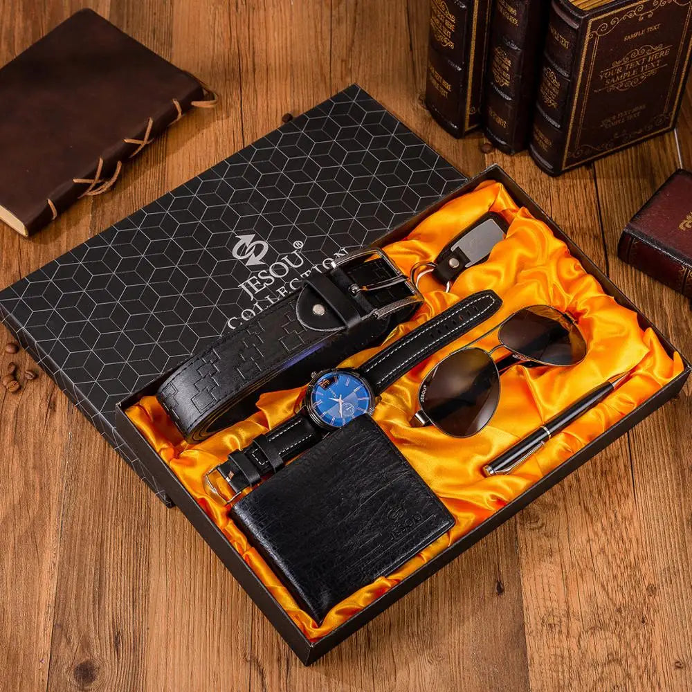 6pcs Men's Watch & Accessories Gift Set