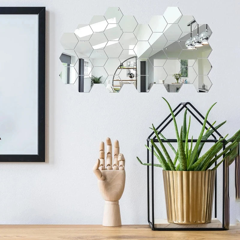 3D Hexagon Mirror Wall Stickers
