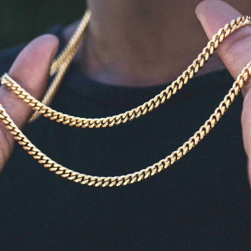 Vnox Men’s Black Gold Cuban Link Chain