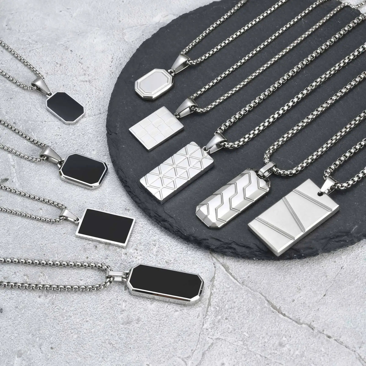 Vnox Men’s Small Stainless Steel Dog Tag Necklace