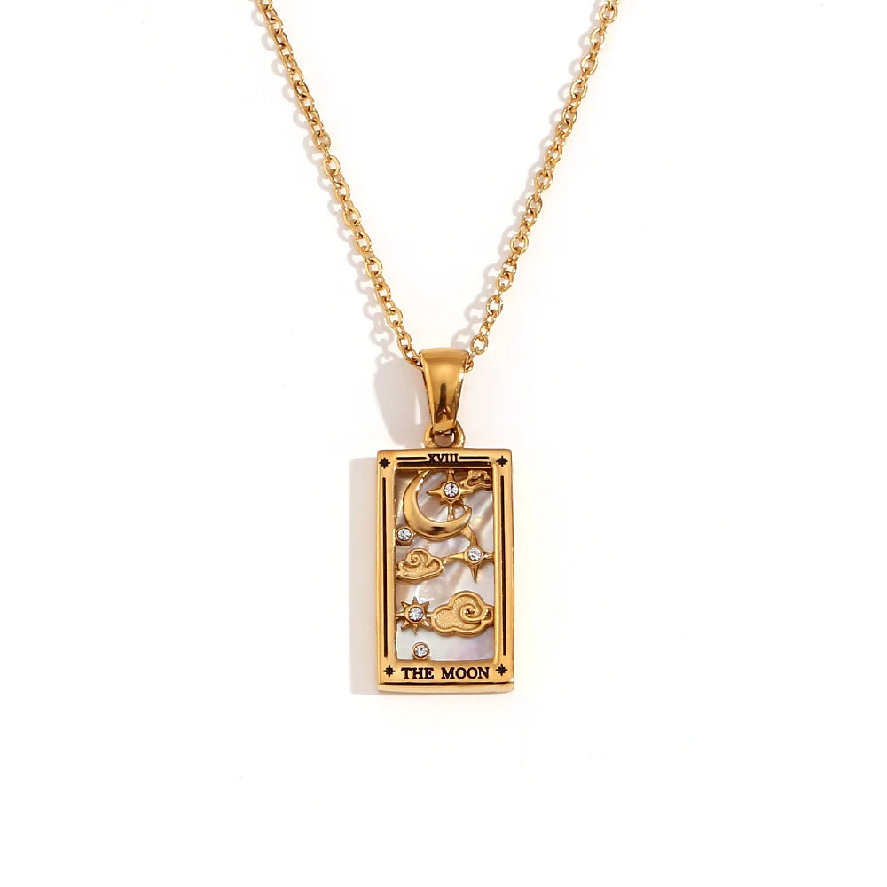 Tarot Queen & Moon 18K Gold Necklace