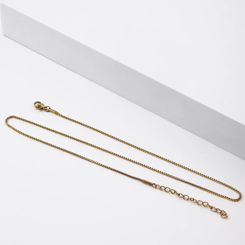 Gold Stainless Steel Box Chain Necklace 1.2mm