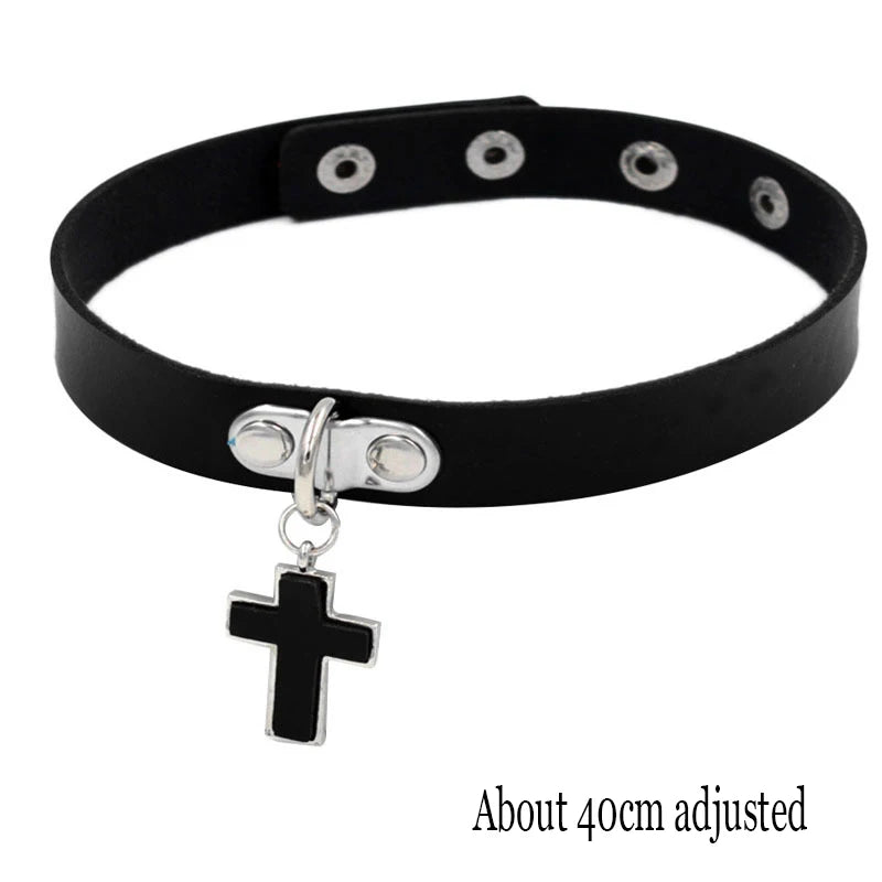 Black Gothic Heart Lock Spike Choker Necklace