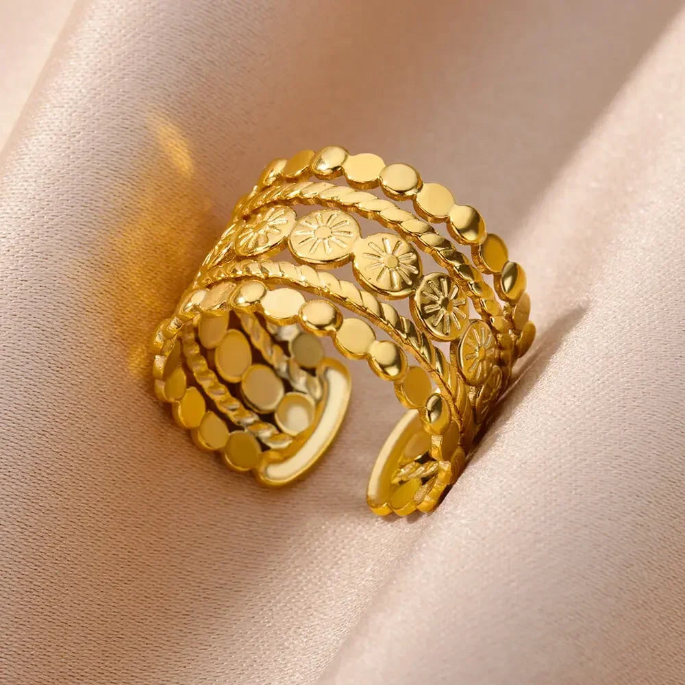 Gold Geometric 316L Stainless Steel Ring