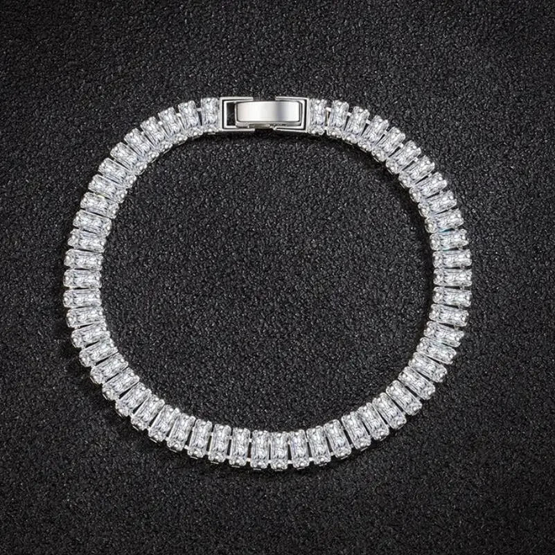 925 Sterling Silver Crystal Bracelet for Women – Elegant 18cm Design
