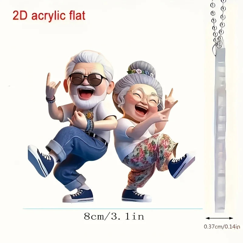 Elderly Couple Acrylic Pendant