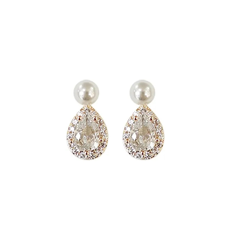 14K Gold-Plated 925 Sterling Silver Pearl Stud Earrings