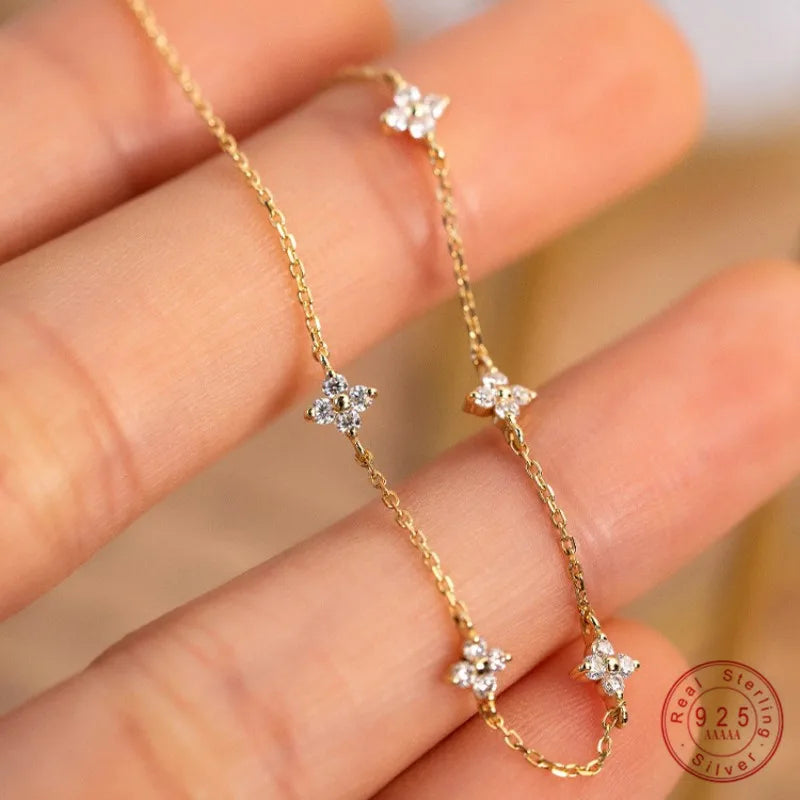 18K Gold-Plated Zircon Flower Bracelet