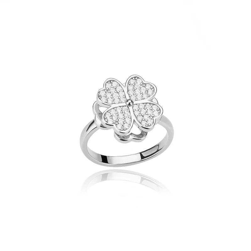 Zircon Heart & Clover Spinner Ring