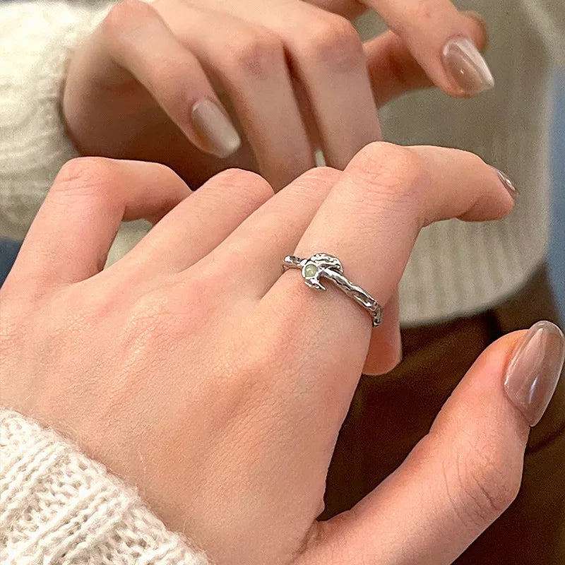 Sterling Silver Hollow Love Heart Ring for Women