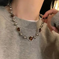 Brown Stone Pendant Necklace