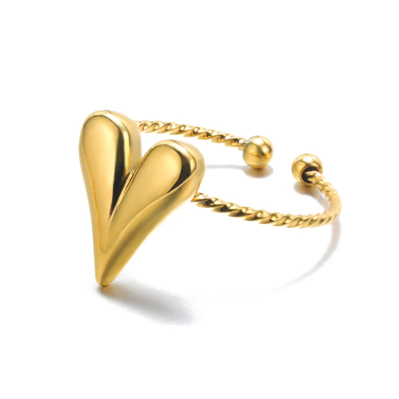 Gold Stainless Steel Classic Women's Ring
