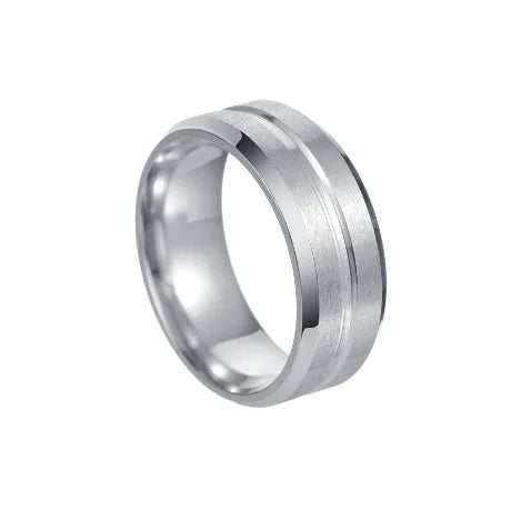 8mm Black Matte Stainless Steel Groove Ring