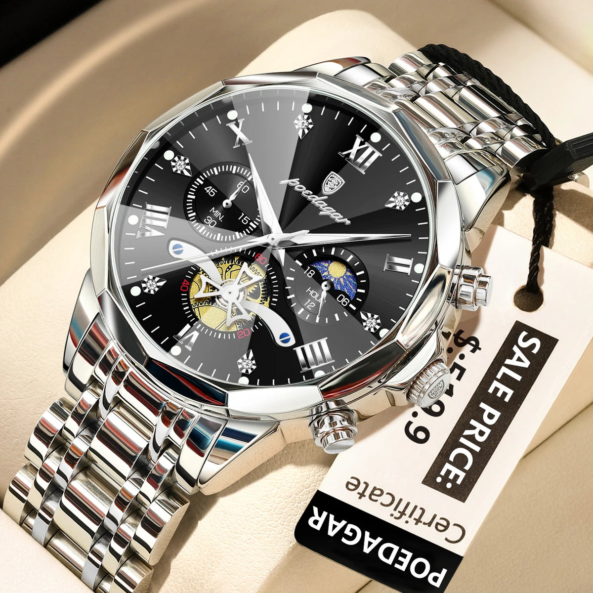 POEDAGAR Luxury Men’s Waterproof Chronograph Watch