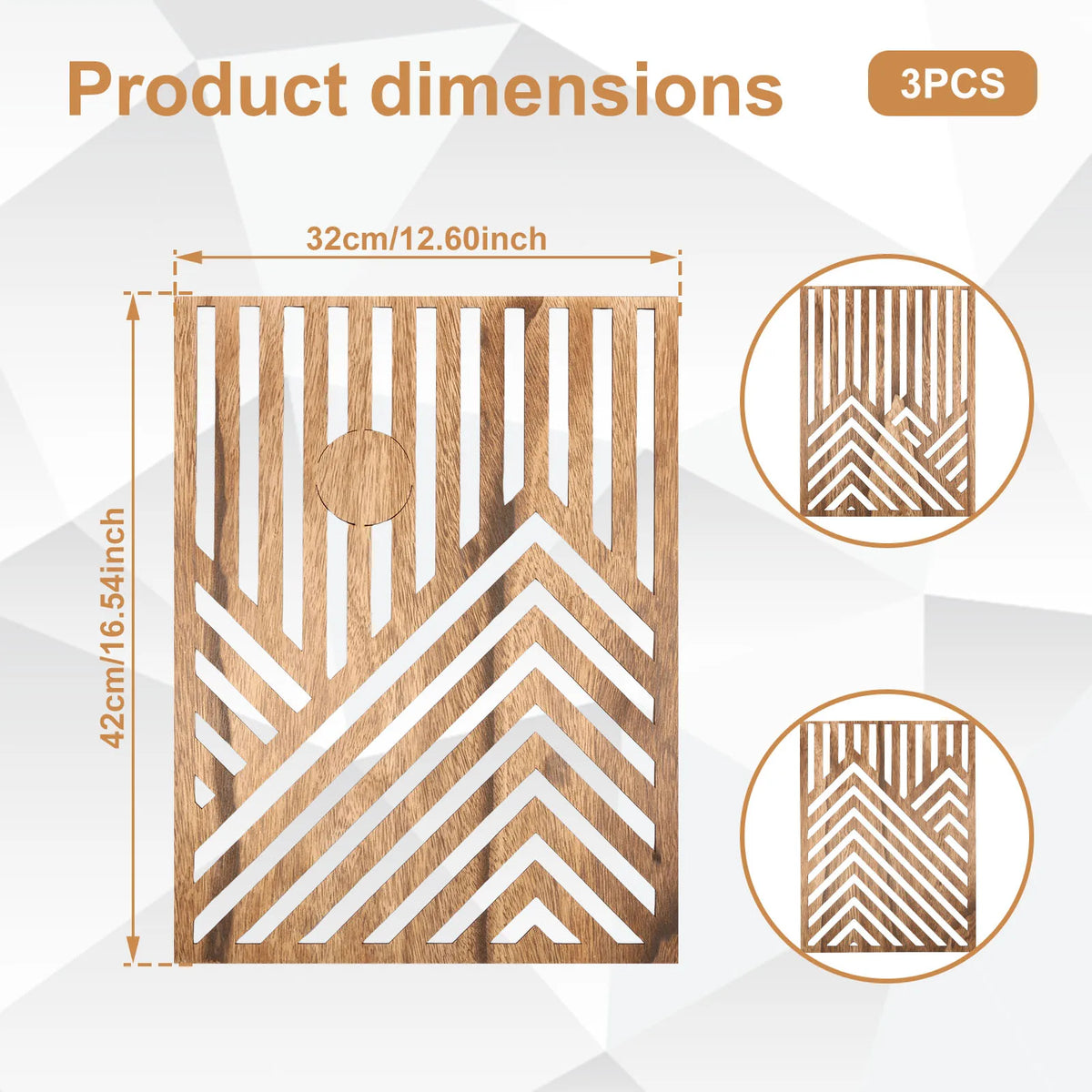 3-Piece Openwork Wooden Wall Art