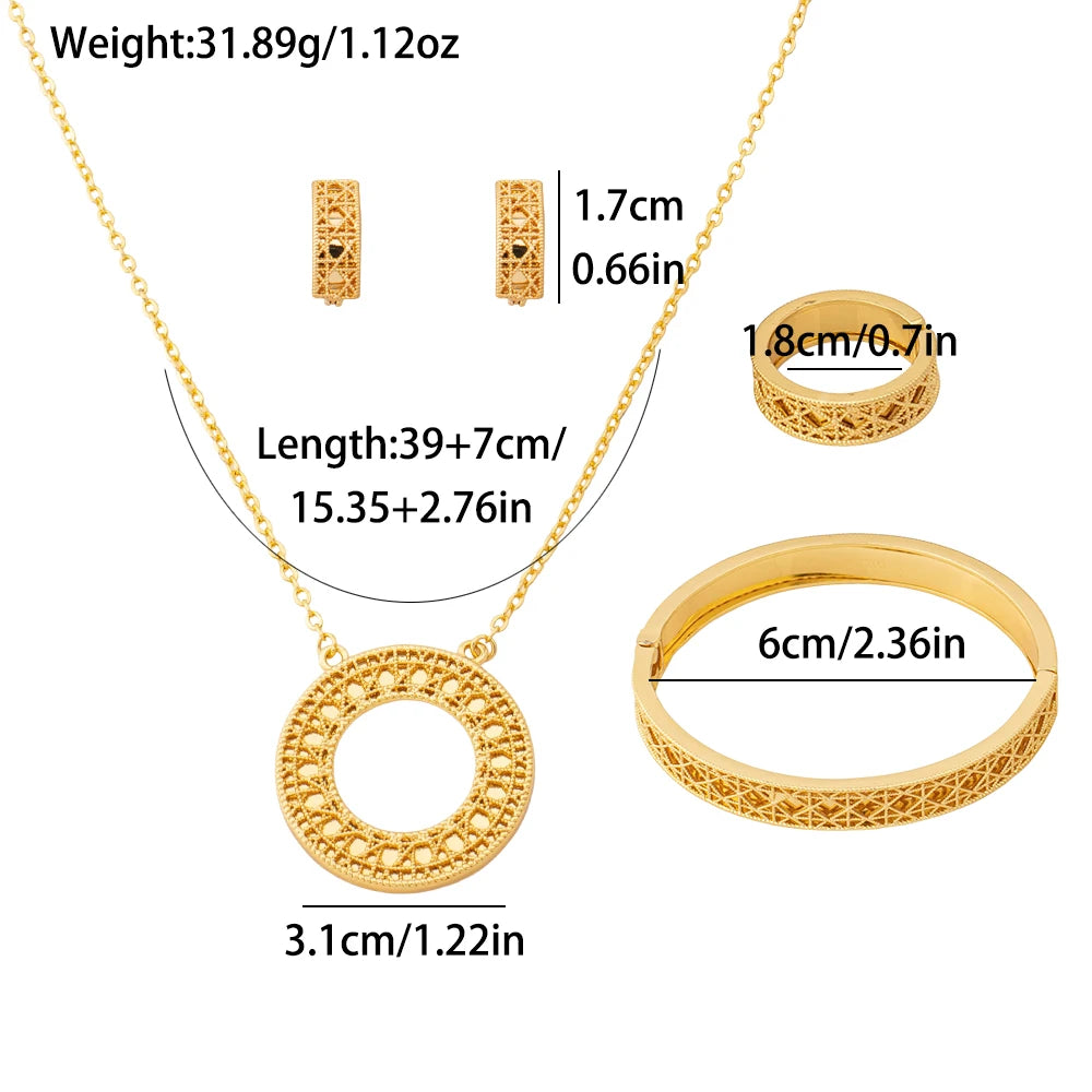 Gold Plated Circular Hollow 4-Piece Set