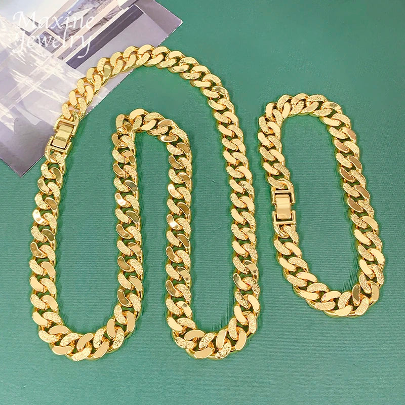 Gold Plated Hip Hop Chain Necklace & Bracelet Set