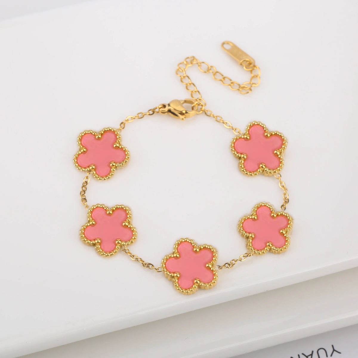 Clover Flower Adjustable Stainless Steel Bracelet