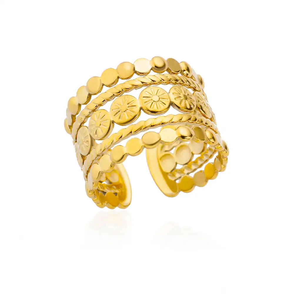 Gold Stainless Steel Classic Women's Ring