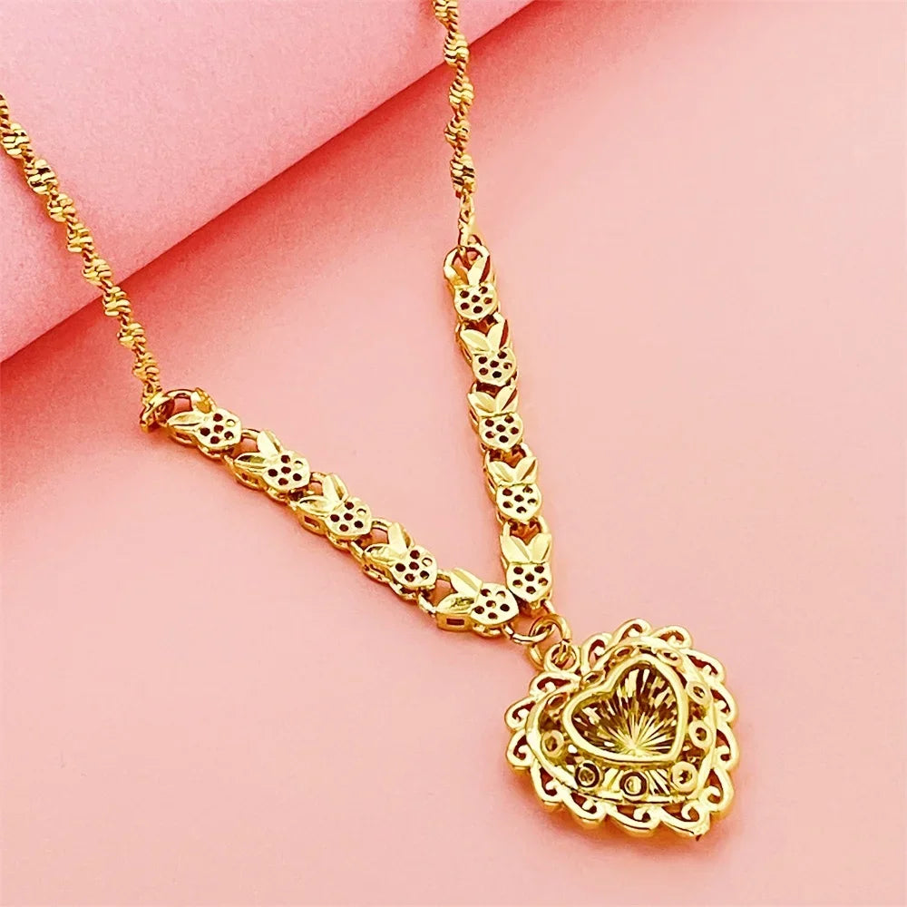 Gold Plated 925 Silver Love Heart Pendant Necklace