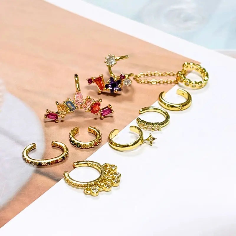 24K Gold-Plated Zircon Ear Clips