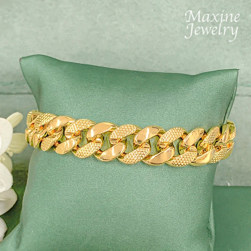 Gold Plated Hip Hop Chain Necklace & Bracelet Set