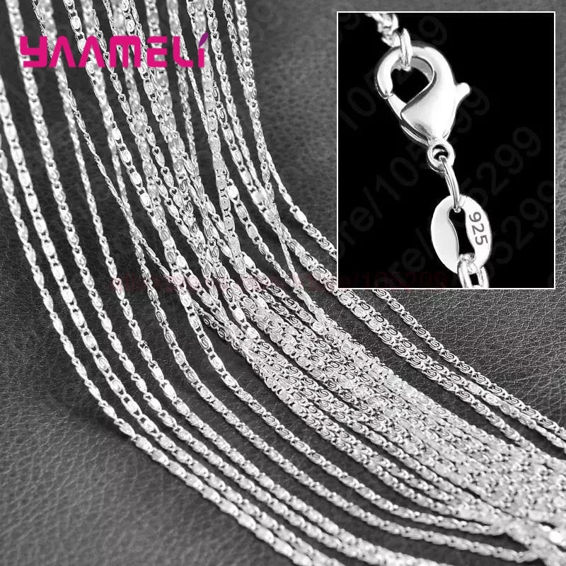 10PCS 925 Sterling Silver Chain Necklace Set
