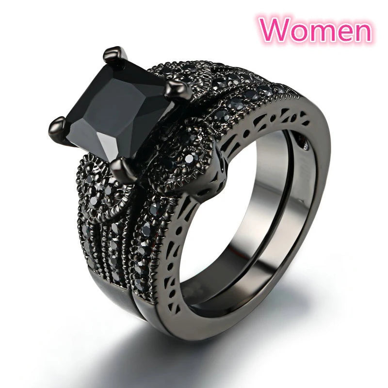 Romantic Red Rhinestone Celtic Dragon Ring Set