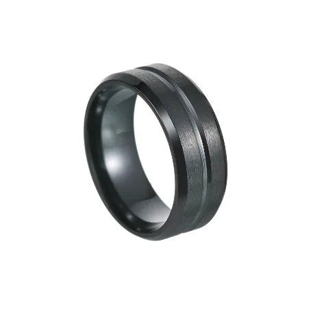 8mm Black Matte Stainless Steel Groove Ring