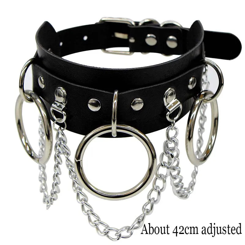 Black Gothic Heart Lock Spike Choker Necklace