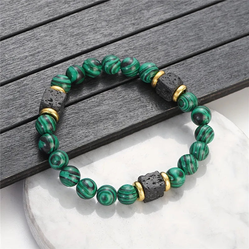 Natural Malachite Bead Bracelet – Elegant Design for Men & Women