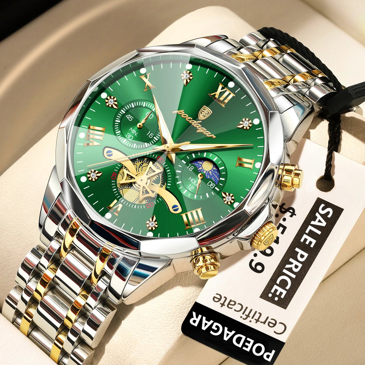 POEDAGAR Luxury Men’s Waterproof Chronograph Watch