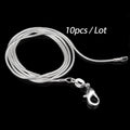 10Pcs Silver Plated 1mm Snake Chain Necklaces