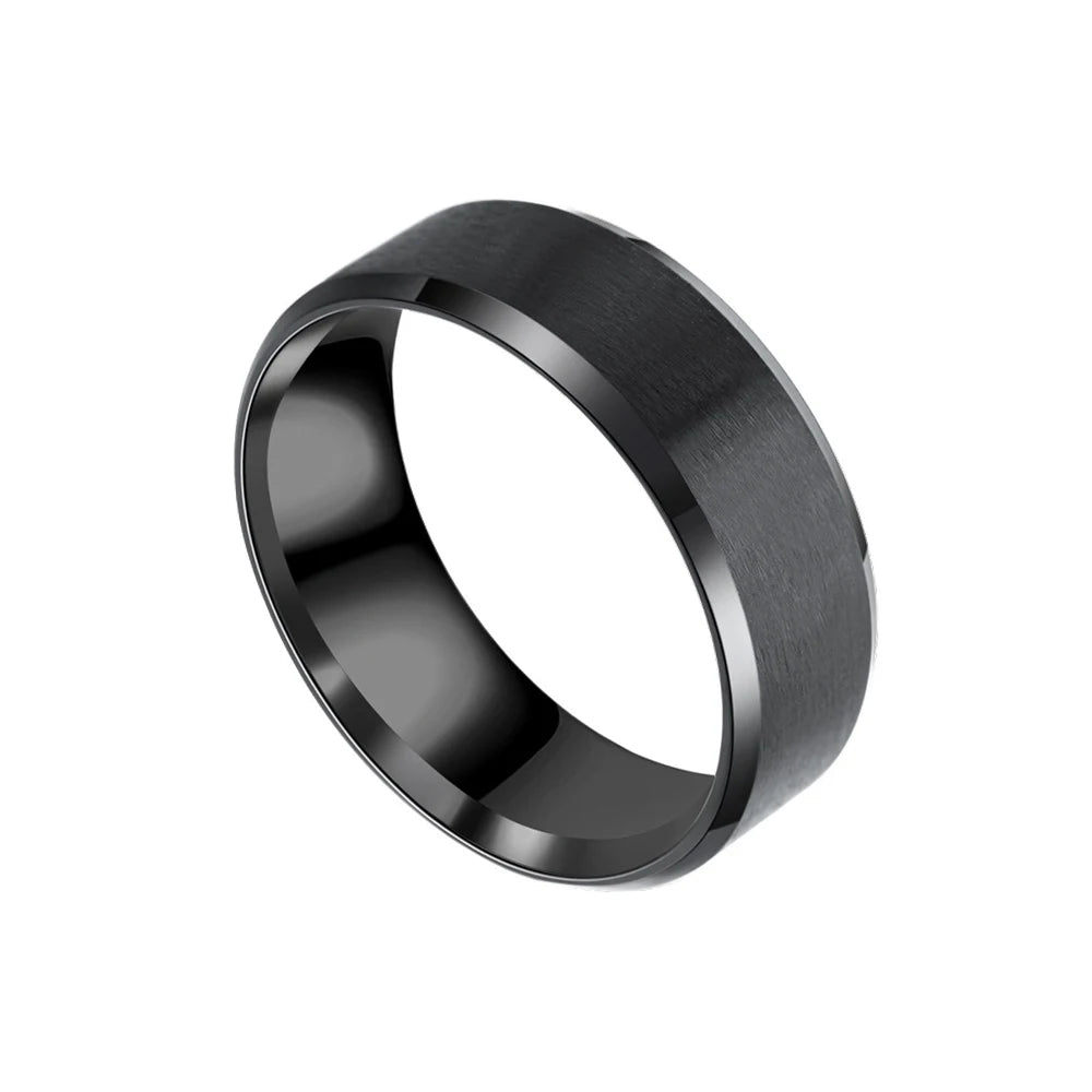 8mm Black Matte Stainless Steel Groove Ring