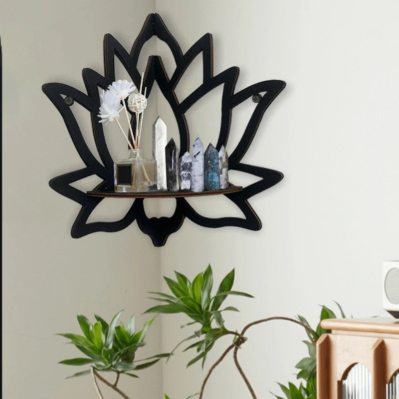 Wooden Lotus Corner Shelf