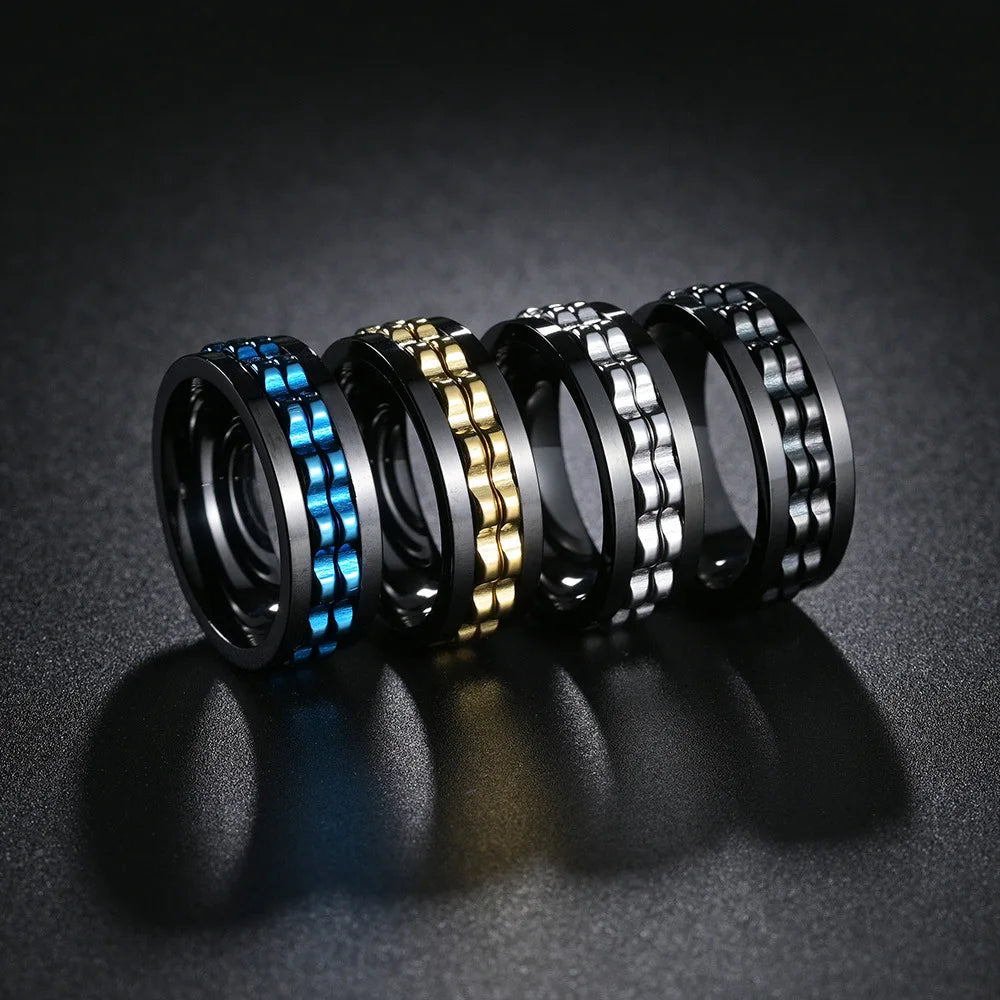 Men’s Titanium Steel Gear Spinner Ring