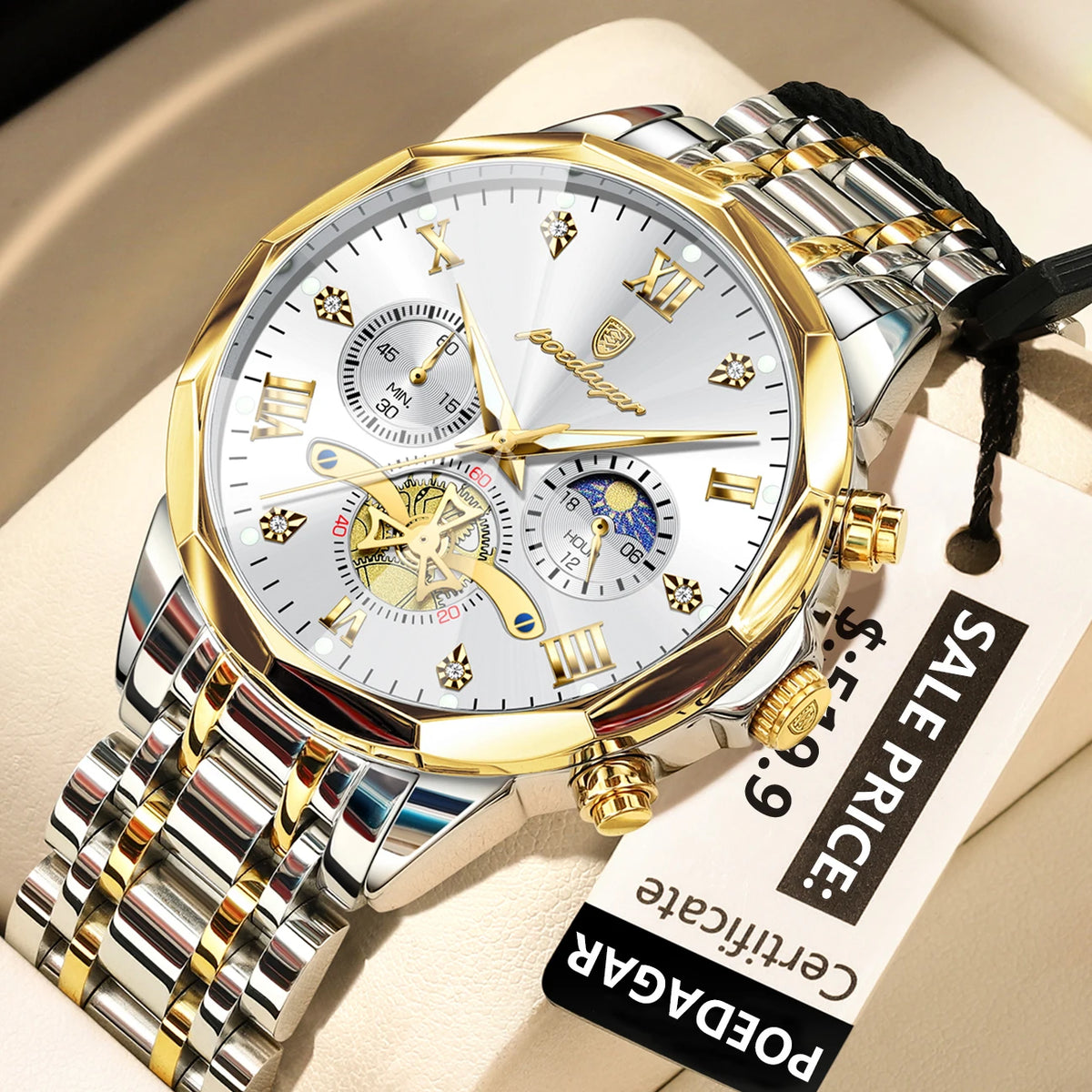 POEDAGAR Luxury Men’s Waterproof Chronograph Watch