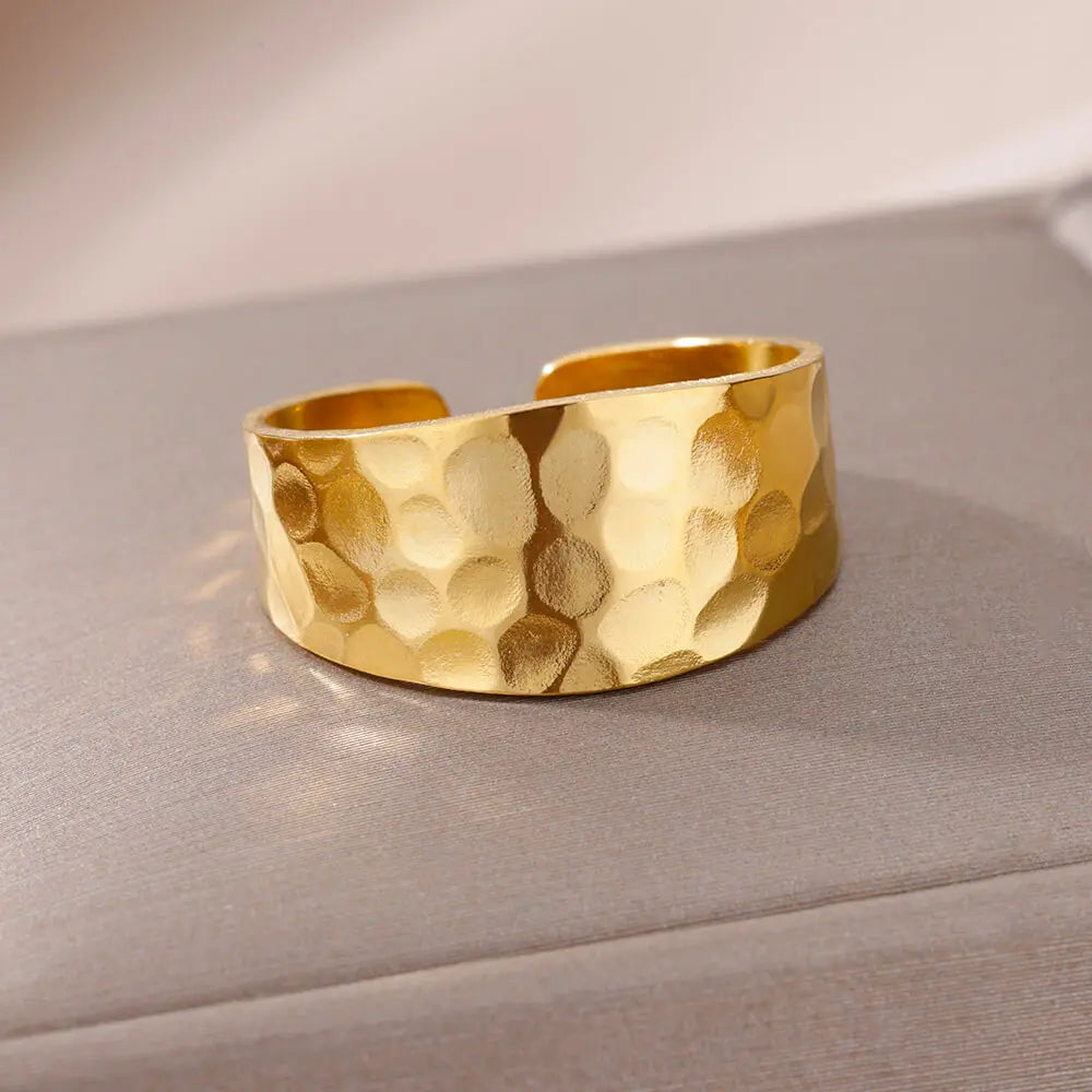 Gold Stainless Steel Classic Women's Ring